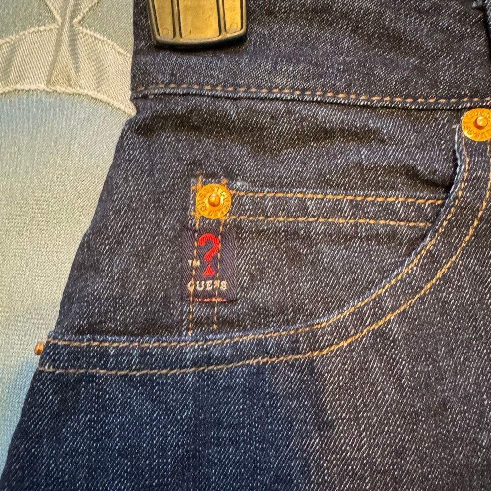 VTG Authentic GUESS Women's Press Denim Blue Skirt. Size 16 (Waist 14”). - Picture 6 of 11